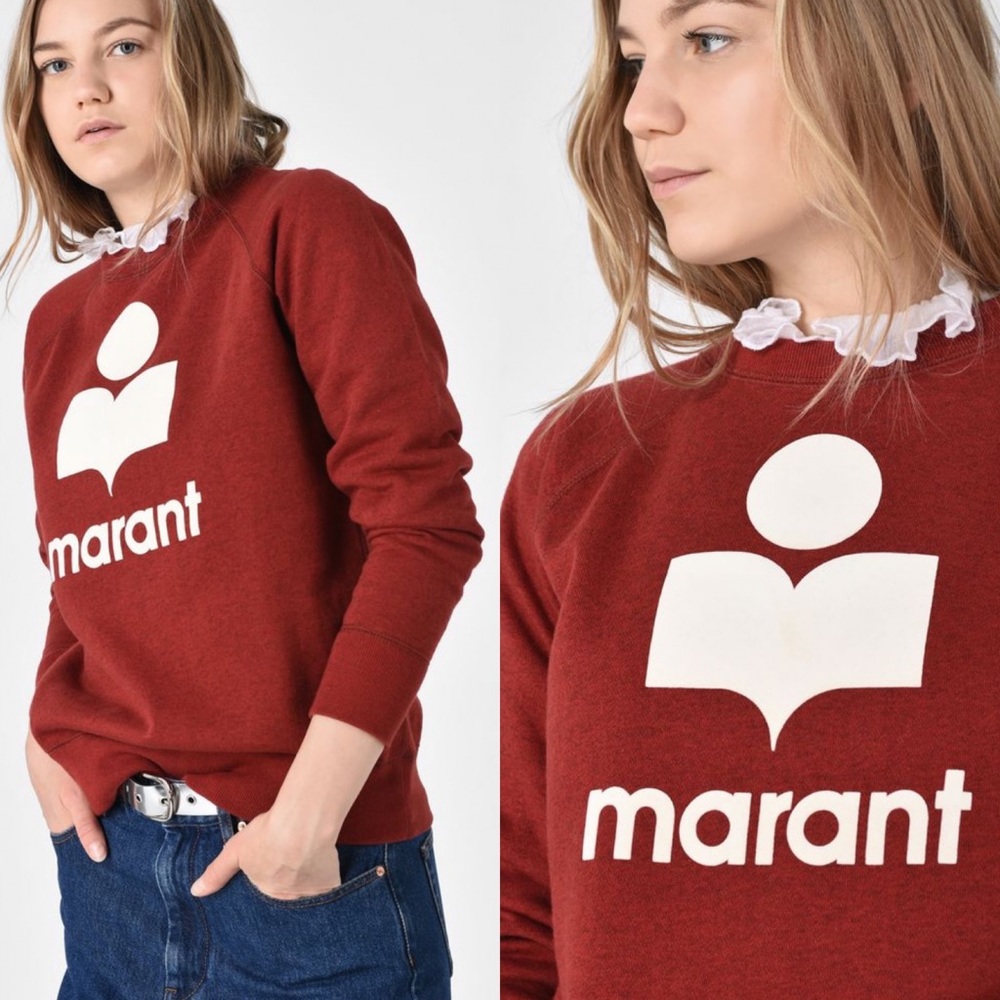 Isabel Marant Etoile Milly Logo Sweatshirt in Maroon Burgundy Red Size 34